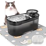 VEGREM Katzenbrunnen 2.5L, 2.5 W Super Silent Trinkbrunnen für Katze mit Aktivkohlefilter, Katzenbrunnen für...